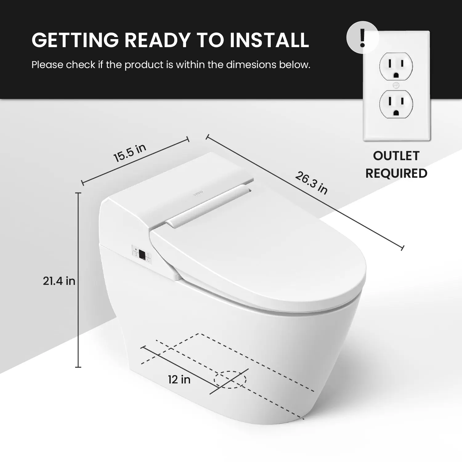 VOVO Bidet Toilet TCB-8100W - Made in Korea - Image 7